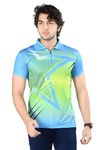 JIANSA Fashionable Sports Jersey Men & Boy T-Shirts | Regular Fit Half Sleeve Collar Neck 100% Polyester & Premium Sublimation Prints (Color -Sky Blue Printed, Size -Medium)