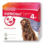 Beaphar | FIPROtec® Spot-On for Extra Large Dogs (40–60kg) | Kills Fleas & Ticks | Vet Strength Treatment | 4 Pipettes