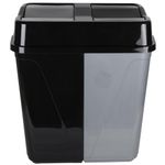 Jolie Max Double Rubbish Waste Separation Bin Recycling. Dual Compartment 100L (2 x 50 L) (Black-Grey)