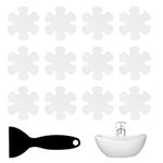 MEKEET 25PCS Anti Slip Bath Stickers White Shower Non Slip Stickers for Flower Shape Transparent Non-Slip Bathtub Stickers Anti Skid Tape Safety Mat with Scraper Suitable for Floor Stairs Bath