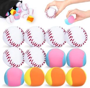 Teamaze 12 Replacement Velcro Sticky Balls in 2 Materials Hook and Loop Balls for Toss and Catch Sports Games Hook and Loop Set Refill Soft