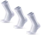 DANISH ENDURANCE 3 Pack Cushioned Running Socks for Long Distances, Crew Length, Anti-Blister for Men & Women White 9-12