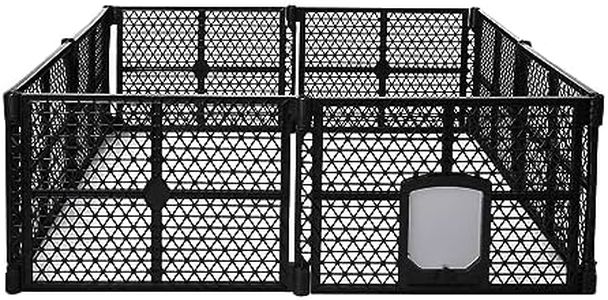 PaWz Pet Playpen Folding Dog Plastic Puppy Exercise Enclosure Fence 8 Panels, Dog Play Pen Connectable Fence with Lockable Gate, Universal Portable Pet Exercise Cage Yard for Indoor Outdoor Black