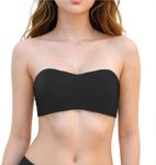 BDLLMDES Strapless Bras for Women Bandeau Bra Padded Bralette Non-Slip Wireless Bra with 2Straps Suitable for Strapless Dress Black