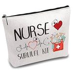 CREATCABIN Nurse Survival Kit Bag Canvas Makeup Bags Nursing Cosmetic Bag Multi Purpose Pen Case with Metal Zipper Pouches Toiletry Travel Bag Purse for Women Thank You Birthday Gift School 10x7Inch