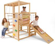 Avenlur Montessori Gym Alpine Wooden Jungle Gym with Indoor Swing, Toddler & Baby Climbing Toys, Rock Wall Perfect for Active Fun & Skill Development, Ages 2-8