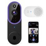 Guggre 1080P Smart Video Doorbell Camera Wireless, Chime Included, AI Human Detection, 2.4GHz WiFi, Night Vision, Cloud Storage, Indoor Outdoor Surveillance, Battery Powered, 2-Way Audio (Purple)