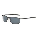 ZHILE 8-base Curve Wrap Metal Frame Polarized Sunglasses for Men (Black frame Grey Lens, 57)