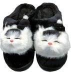 ShoemusQ Home Flip-Flops & Slippers Indoor Non-Slip Soft Fur Flip Flop Slides And Slippers Cute Cat Flip Flops for Women-Black_5