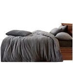 GC GAVENO CAVAILIA Teddy Duvet Covers Double Bed Set, Super Soft & Fluffy Bedding Sets, Thermal Quilt Cover, Silver