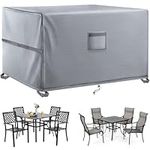 Kovshuiwe Garden Furniture Covers,Patio Furniture Cover Waterproof, 120x120x74cm Patio Table Covers 420D Heavy Duty Oxford Fabric Rattan Furniture Cover Windproof Anti-UV for Patio, Outdoor,Gray