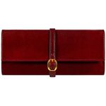 Time Resistance Leather Jewelry Roll - Red Full Grain Leather Travel Jewelry Case - Jewellery Organizer Made in Italy