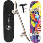 WHOME Pro Skateboards Complete for Adult Youth Kid & Beginner - 31"x8" Double Kick Concave Standard Skateboard for Girl&Boy 8-ply Alpine Maple Deck ABEC-9 Bearings Include T-Tool (Impression)