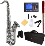 Mendini by Cecilio Tenor Saxophone, L+92D B Flat, Case, Tuner, Mouthpiece, Black with Nickel Keys