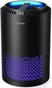 AROEVE Air Purifiers for Bedroom Home, Air Purifier Air Cleaner For Smoke Pollen Dander Hair Smell Portable Air Purifier with Sleep Mode Speed Control For Bedroom Office Living Room, MK01- Black