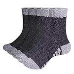 GiveGift 5 Pairs Mens Cozy Fluffy Socks Sleep Fuzzy Socks Loose Comfy House Thick Slipper Bed Socks for Men 9-12 Black and Grey Multipack