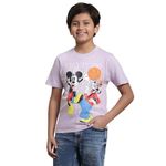 Kidsville Mickey & Friends Printed Regular Fit Purple Cotton Boy's T-Shirt