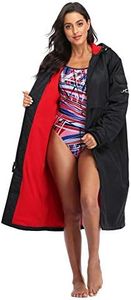 Adoretex 100% Waterproof Swim Parka, Hooded Warm Scuba Coat Surf Jacket for Men and Women (PK008) - Navy/Red - XXXL