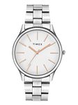 TIMEX Analog Watch for Man with White Round Dial & Silver Stainless Steel Bracelet Band Water Resistant Men's Wrist Watches - TWTG73SMU02