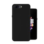 HELLO ZONE Plain Black Matte Finish Soft Back Case Rubber Cover for Oneplus 5 - Black