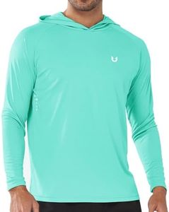 NORTHYARD Men's UPF 50+ Hoodie Shirts Long Sleeve Sun Protection Fishing Swim Beach UV SPF Rash Guard Quick Dry Lightweight Lakeblue 4XL