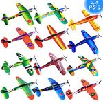 8" Airplane Toy,12 Different Designs Planes Toys For Boys,Foam Glider Planes Toys,Birthday Favors Lightweight Paper Airplanes,Individually Packed Outdoor Flying Toys,Party Favors For kids 8-12(24 PCS)