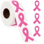 FEBSNOW Pink Ribbon Stickers, 600Pcs Breast Cancer Awareness Ribbon Stickers Self Adhesive Pink Ribbon Awareness Decal Sticker Envelope Sealer for Women Kid Girls Mom Office School Event Support Gifts