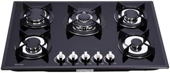 Henshar 30 inch Gas Cooktop, Built-In Gas Stovetop 5 Sealed Burners Tempered Glass Cas Stove, NG/LPG Convertible Gas Hob KN5301B