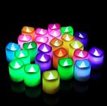 Plastic Flameless & Smokeless Led Tealight Candles Set of 24 Battery Operated Flickering Led Lights Diya Electric Tea Candles for Diwali Christmas New Year Festival Home Decoration