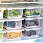 Skylike 6Pcs Fridge Storage Boxes, Fridge Organizer With Removable Drain Plate Tray, Fridge Storage Containers, Keeps Fruits, Vegetables, Meat, Fish Fresh Longer 1500 Ml, Polypropylene, Transparent