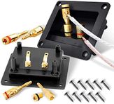 Kalevel 2pcs 2 Way Speaker Box Terminal Square with 2 Pairs Banana Plugs Binding Post Terminal Screw Cup Connection Subwoofer Open Screw Banana Plugs with Bonus Screws for DIY Home Car Stereo