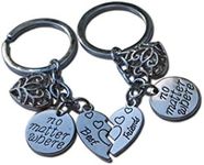 Best Friends Forever Couple Keyring 2pcs No Matter Where Love Heart Set Keychain, Silver, S