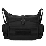 HUNTVP Crossbody Messenger Laptop Shoulder Bag Multi Pockets for Men Women,Travel Working School Fishing Camping Hiking Outdoors (Black-L)