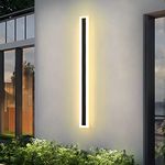 ANKBOY Outdoor Wall Lamp LED Warm White Outside IP65 Waterproof Wall Lights, Bathroom Black Aluminum Lighting with Acrylic Lampshade Main Powered, for Patio, Terrace, Garden, Garage (80cm)