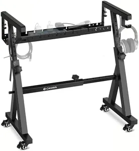 CAHAYA Keyboard Stand Piano Adjustable - Z Style Heavy Duty Digital Piano Stand Portable Folding Adjustable Piano Stand with Cable Management Tray and Wheels Fits 54-88 Key Electric Pianos