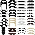 ciggtea 48pcs Fake Mustaches, Halloween Self Adhesive Novelty Mustache Set Fiesta Party Supplies for Halloween (48)