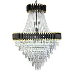Durahonn Black Crystal Chandelier, Round Ceiling Chandelier, 7 Tiers K9 Crystal, 40inch Extra Large Modern Crystal Light Fixture for Hotel, Living Room, Big House (Black,D40in-31 Lights)