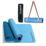 Yogarise 8mm Yoga Mat with Carry Bag & Strap, Yoga Mat for Women and Men, Premium TPE Material Extra Thick Exercise Yoga Mat for Workout, Yoga, Fitness, Exercise Mat Anti Slip Mat, Yoga Mat Gym Mat (Light & Dark Blue)