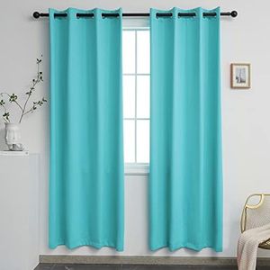 YGO Turquoise Green Curtains for Bedroom Window Treatment Blackout Thermal Insulated Room Darkening Solid Grommet Drapes for Living Room Set of 2 Panels 52 by 72 Inch Long