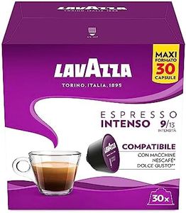 Lavazza, Espresso Intenso, 30 Cápsulas Compatibles con Máquina Nescafé Dolce Gusto, con Notas Aromáticas de Caramelo, Arábica y Robusta, Intensidad 9/13, Tueste Oscuro, 3 x 10 Cápsulas