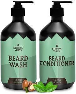 Striking Viking Beard Wash and Conditioner (Tea Tree & Biotin) - Paraben & Sulfate Free Beard Shampoo and Beard Conditioner for Men - Deep Cleansing Beard Care for all Beard Types (Pack of 20 Oz)