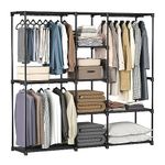 SONGMICS Portable Closet, Freestanding Closet Organizer, Clothes Rack, 16.9 x 71.7 x 71.7 Inches, Black URYG037B02