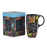 Topadorn Ceramic Mug with Lid and Gift Box Latte Mug Coffee Cup,17oz.I Can Do All Things Througth Christ