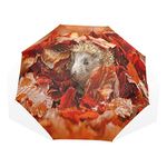 TropicalLife Umbrella Autumn Hedgehog Maple Leaf Windproof 3 Fold Umbrella for Women Men Girls Boys Unisex Ultralight Outdoor Travel Compact Umbrella