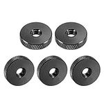 sourcing map Flat Knurled Nut - M6 x 20mm x 5mm Thumb Nuts Lock Adjusting Nuts Aluminum Alloy Black 5Pcs