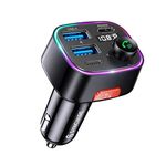 Syncwire Bluetooth 5.3 FM Transmitter Car Adapter 48W (PD 36W & 12W) [Light Switch] [HiFi Bass Sound] [Fast Charging] Wireless Radio Music Adapter LED Display Hands-Free Calling Support USB Drive