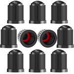 TCPENG® 10PCS Tyre Valve Caps, with O Seal Ring, Universal Stem Dust Covers for SUV, Cars, Bike, Motorcycles, Trucks, Heavy-Duty, Airtight Seal, Screw-On, Easy to Operation (10 Pack Black)