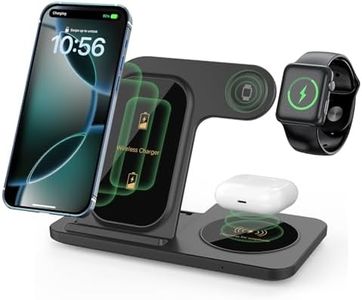 3 in 1 Wireless Charger Charging Station Foldable 15W Fast Charge Stand for iPhone 16 15 14 13 12 11 Pro Max XS XR 8 Plus,AirPods Pro2/4/3/2,Apple Watch Series 10/Ultra 2/9/8/7/6/SE/5/4/3/2,Black