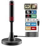 Newest TV Antenna Small Indoor Outdoor Antennas Includes Magnetic Base and 360° Reception Support Smart 4K 1080P Fire TV and All Older TV's HDTV Television for Free Local Channels -16.5ft Coax Cable