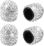 NIVIZEN Crystal Rhinestone Car Tyre Valve Caps,Universal Fluorescent Tire Valve Caps for Cars, Attractive Dustproof Bling Car Accessories, Universal for Cars (Pack of 4, White)